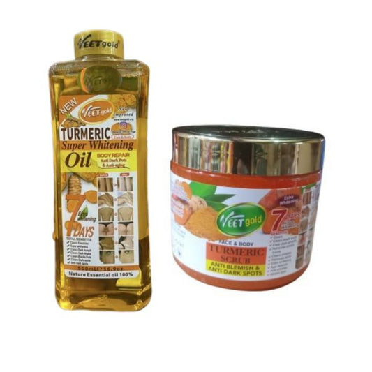 Veet Gold Turmeric Face and Body Scrub and Turmeric Whitening Oil -500ml